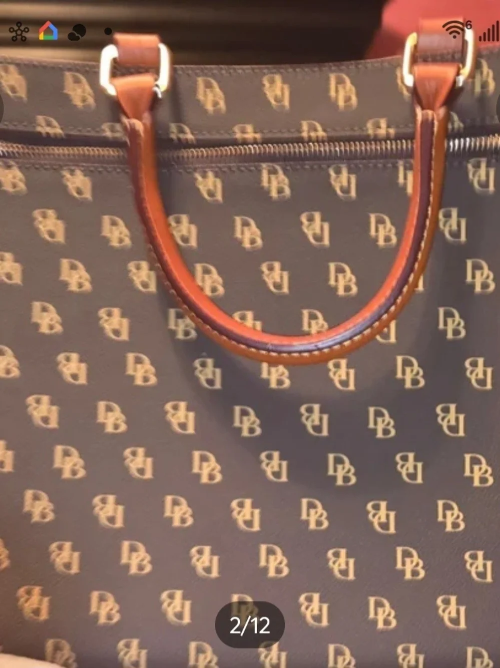 Dooney & Bourke Brown Monogram Briefcase - Brown/Gold